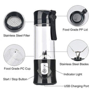 JUICER PORTABLE OUTDOOR JUICING CUP HOME MINI CORDLESS CRUSHED ICE MACHINE. USB CHARGING FRUIT VEGETABLE BLENDER