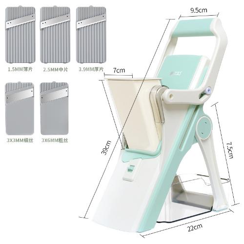 ADJUSTABLE 5-IN-1 VERTICAL VEGETABLE CUTTER & SHREDDER.